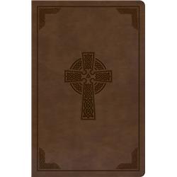 CSB Large Print Personal Size Reference Bible - Celtic Cross Leather Touch, Brown