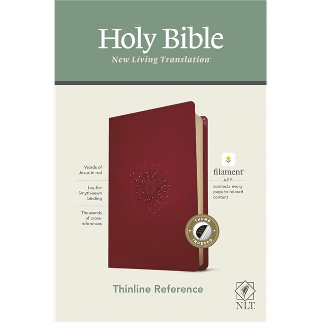 24454X NLT Thinline Reference Bible, Berry Leatherlike Indexed