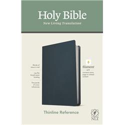 244550 NLT Thinline Reference Bible, Blue Genuine Leather