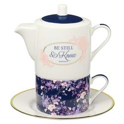 Picture of Christian Art Gifts 255594 Teapot for One Ceramic - Be Still Psalm 46-10