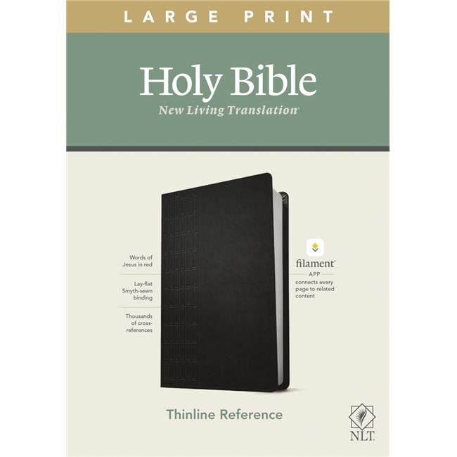 24453X NLT Large Print Thinline Reference Bible, Black LeatherLike