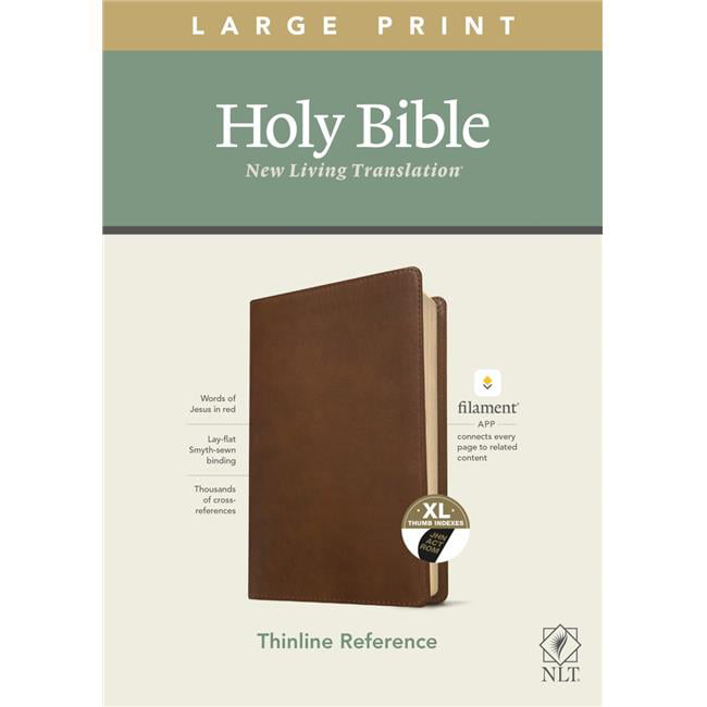 244541 NLT Large Print Thinline Reference Bible, Rustic Brown LeatherLike Indexed