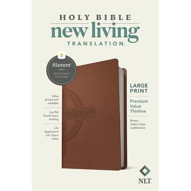 NLT Large Print Premium Value Thinline Bible & Celtic Filament Enabled, Brown