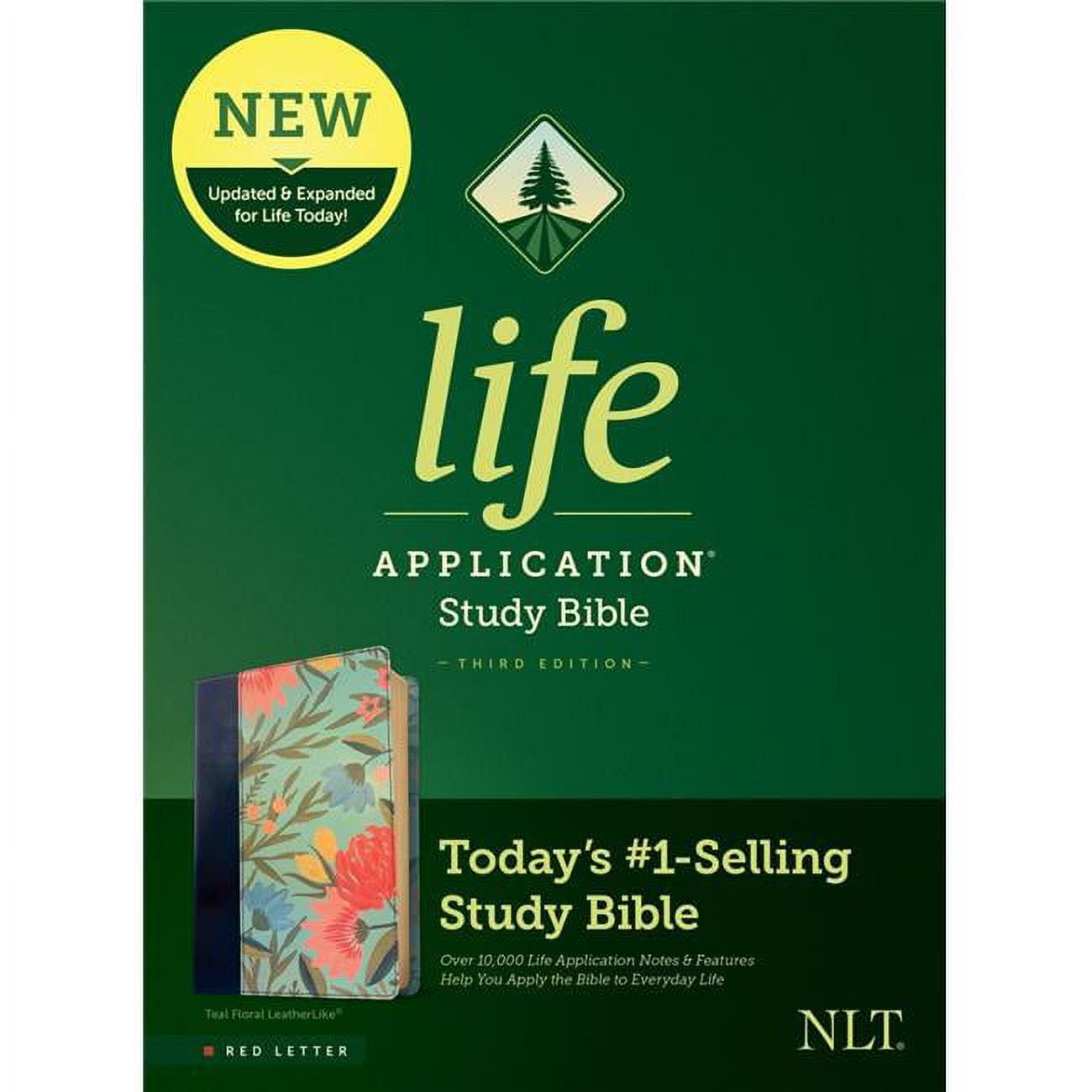 265281 NLT Life Application Study Bible with Third Edition RL-Floral LeatherLike, Teal