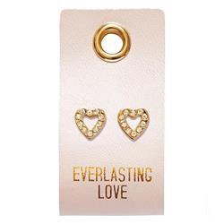 Earrings - Everlasting Love & Heart Studs On Leather Tag
