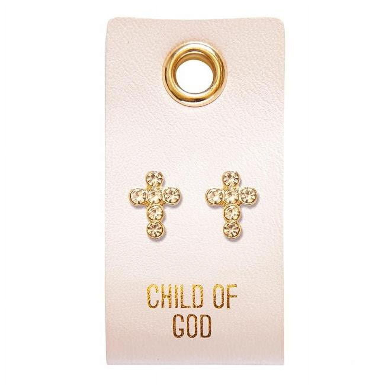 265837 Earrings - Child of God & Circle Cross Studs On Leather Tag