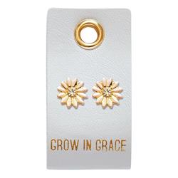265839 Earrings - Grow In Grace & Flower Studs On Leather Tag