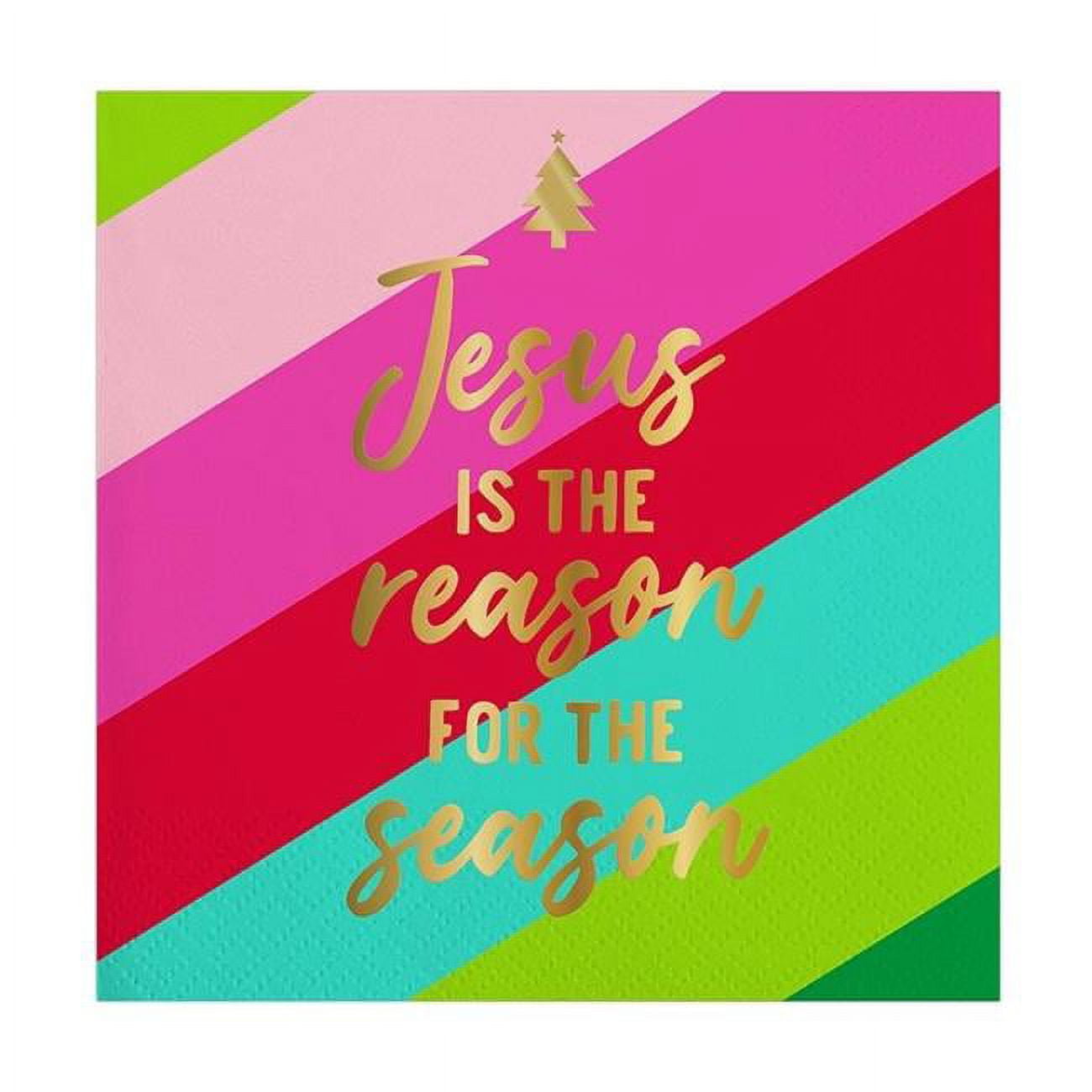 Picture of CB Gift 266022 5 in. Square Beverage Size Jesus is the Reason Christmas Napkins - Pack of 20