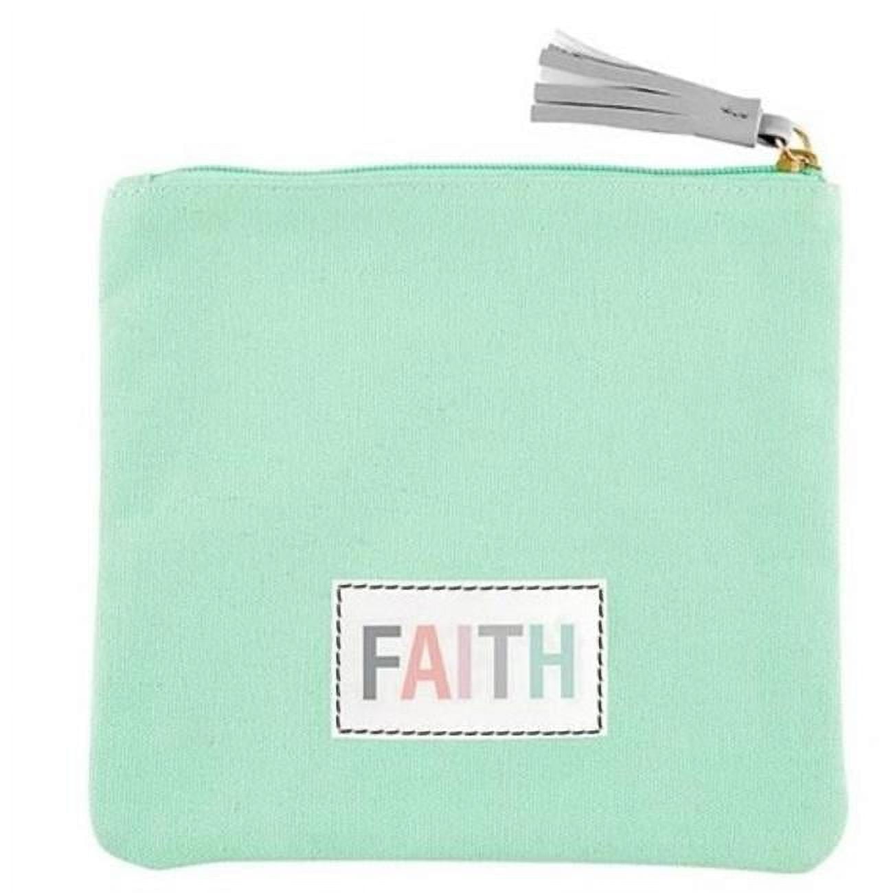 Picture of CB Gift 22450X 8 x 7 in. Canvas Pouch - Faith&#44; Mint Green