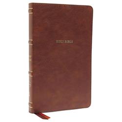 159012 NKJV Thinline Bible, Brown Leathersoft Indexed