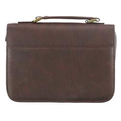 Classic Luxleather-Be Strong & Courageous Bible Cover, Brown - Extra Large