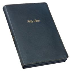 21938X Kjv Print Thinline Bible with Zipper, Black - Faux Leather - Large