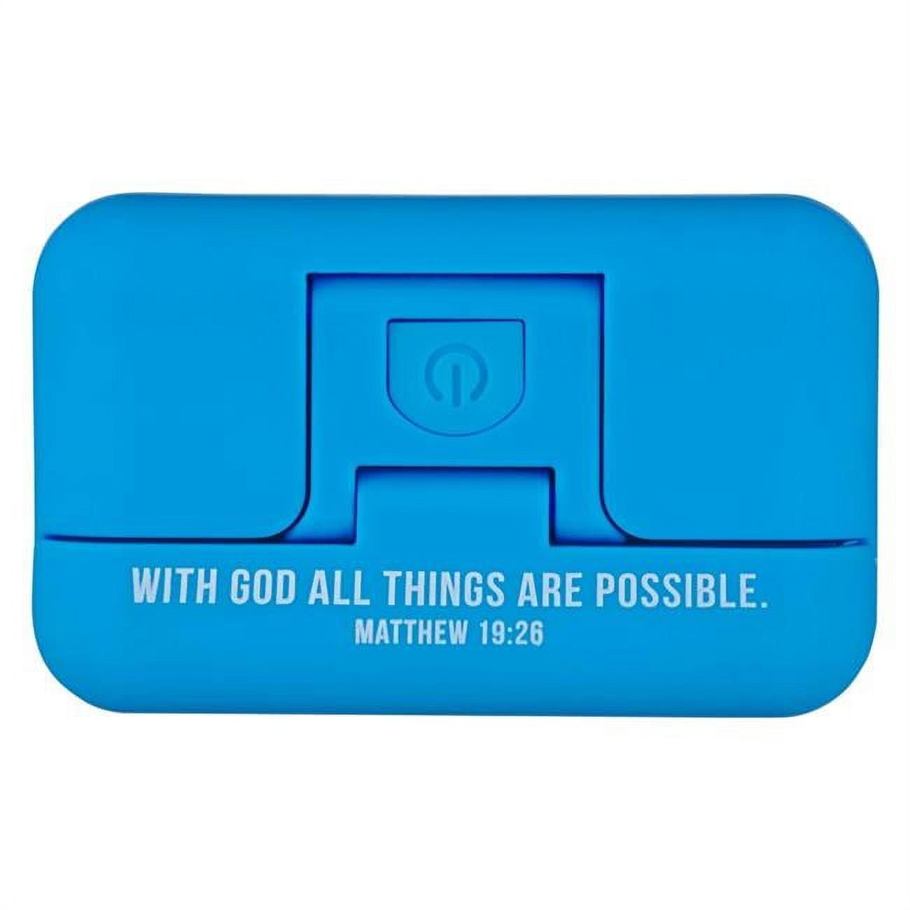Picture of Christian Art Gifts 246170 Hydraulic Booklight - With God Ll Things Are Possible, Blue