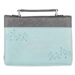 Classic Bible Cover with God All Thing Mt 19-26, Teal - Extra Large