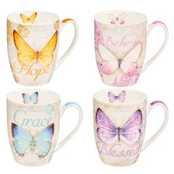 Picture of Christian Art Gifts 255579 Ceramic Coffee Mug Set, Butterflies - Set of 4