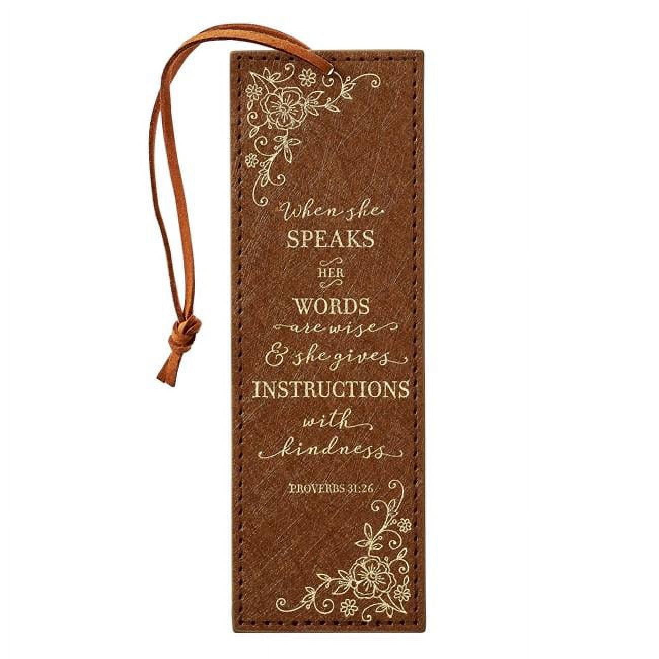 Picture of Christian Art Gifts 160092 LuxLeather Pagemarker Bookmark, Brown - When She Speaks