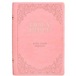 LuxLeather Indexed KJV Giant Print Full Size Bible, Pink