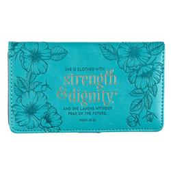 Picture of Christian Art Gifts 255429 Strength & Dignity Teal Proverbs 31-25 Checkbook Cover