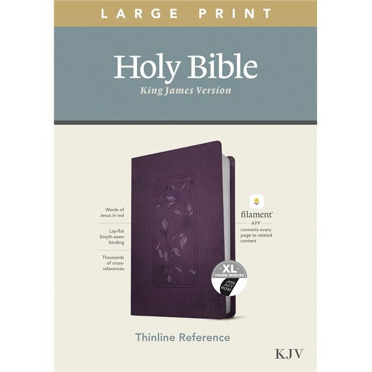 KJV Large Print Thinline Reference Bible, Purple Floral LeatherLike Indexed