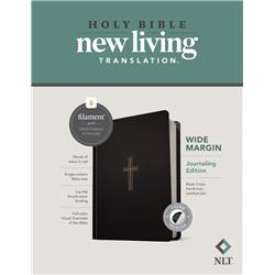 256950 NLT Wide Margin Bible - Filament Enabled Edition - Black Cross Leather Hardcover Book