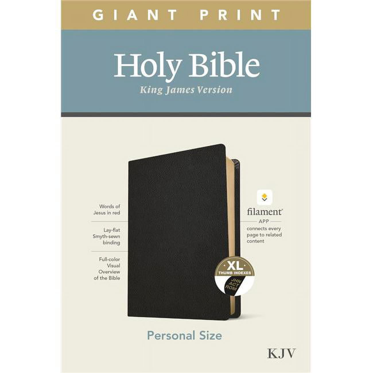 KJV Personal Size Giant Print Bible, Black Genuine Leather Indexed