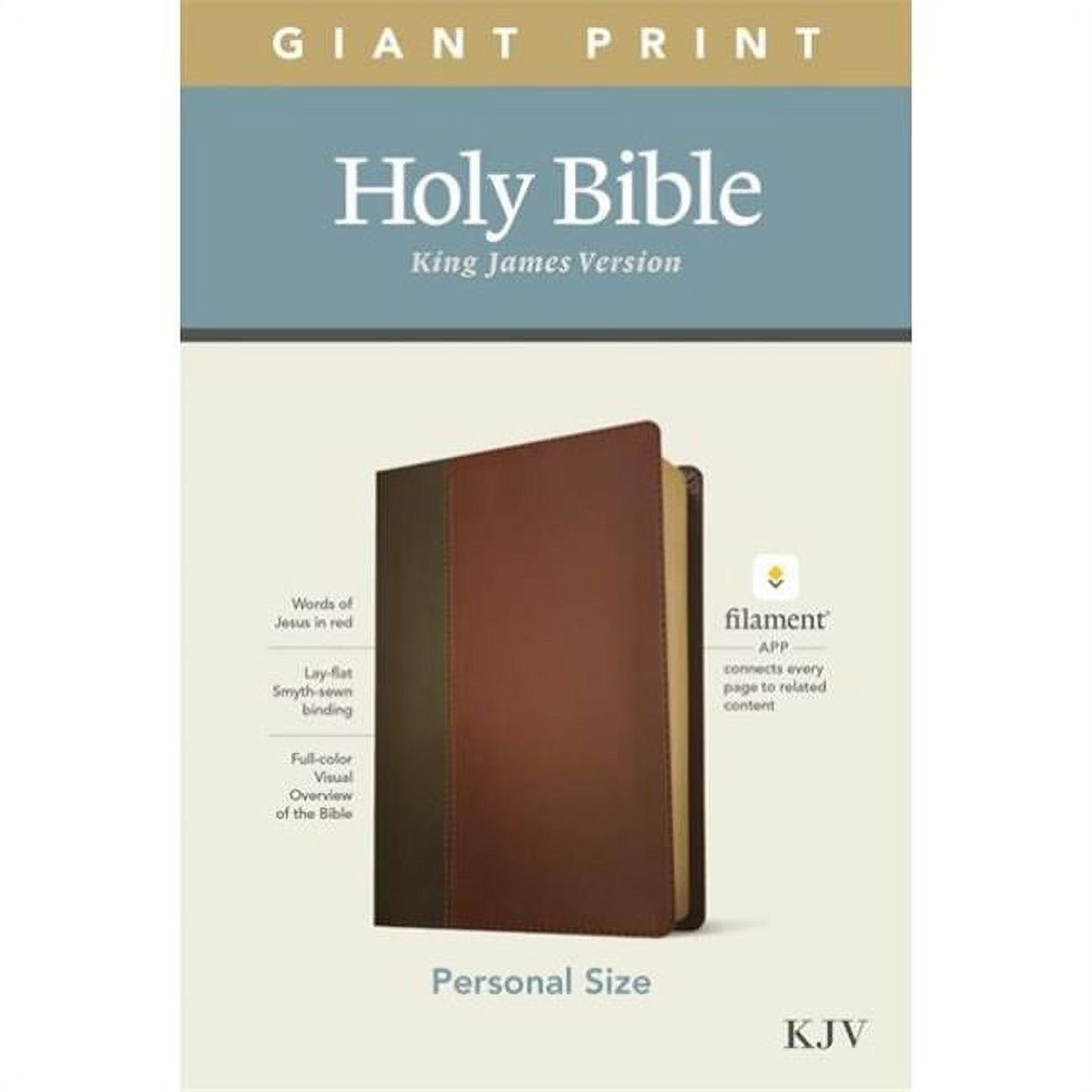 KJV Personal Size Giant Print Bible, Brown & Mahogany LeatherLike