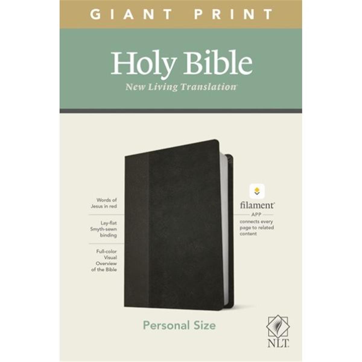262838 NLT Personal Size Giant Print Bible, Black & Onyx LeatherLike