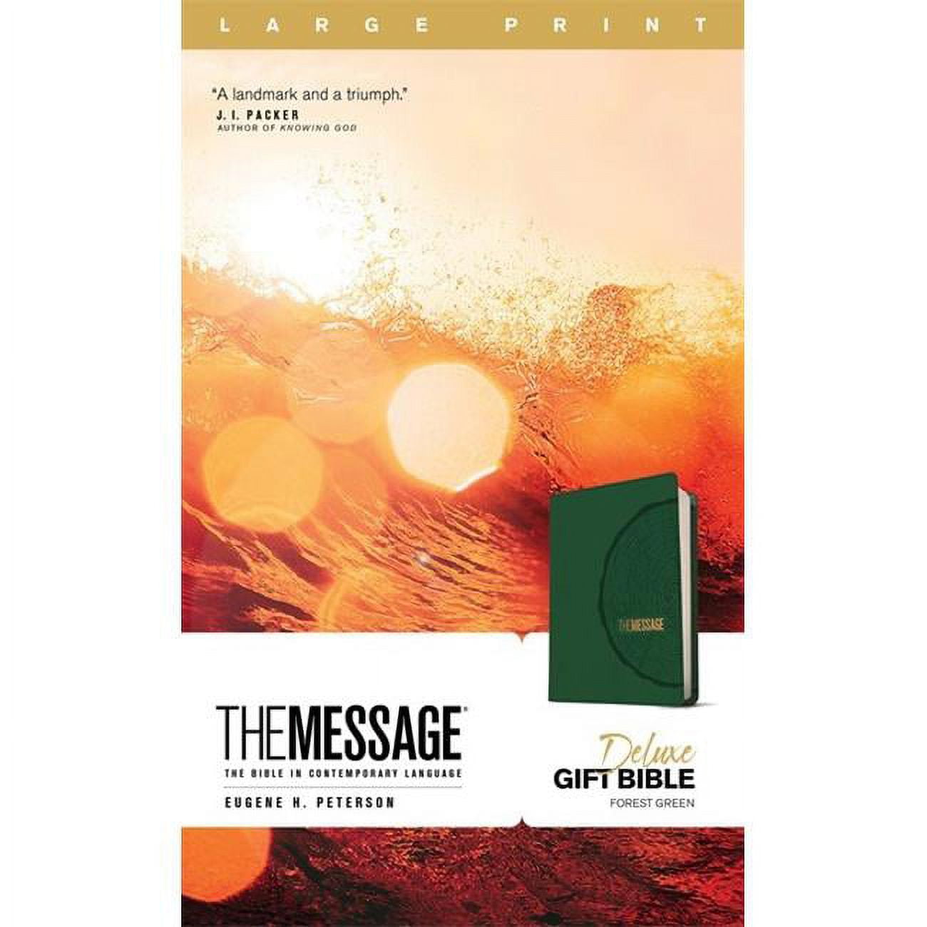 The Message Deluxe Gift Bible, Green Leather-Look