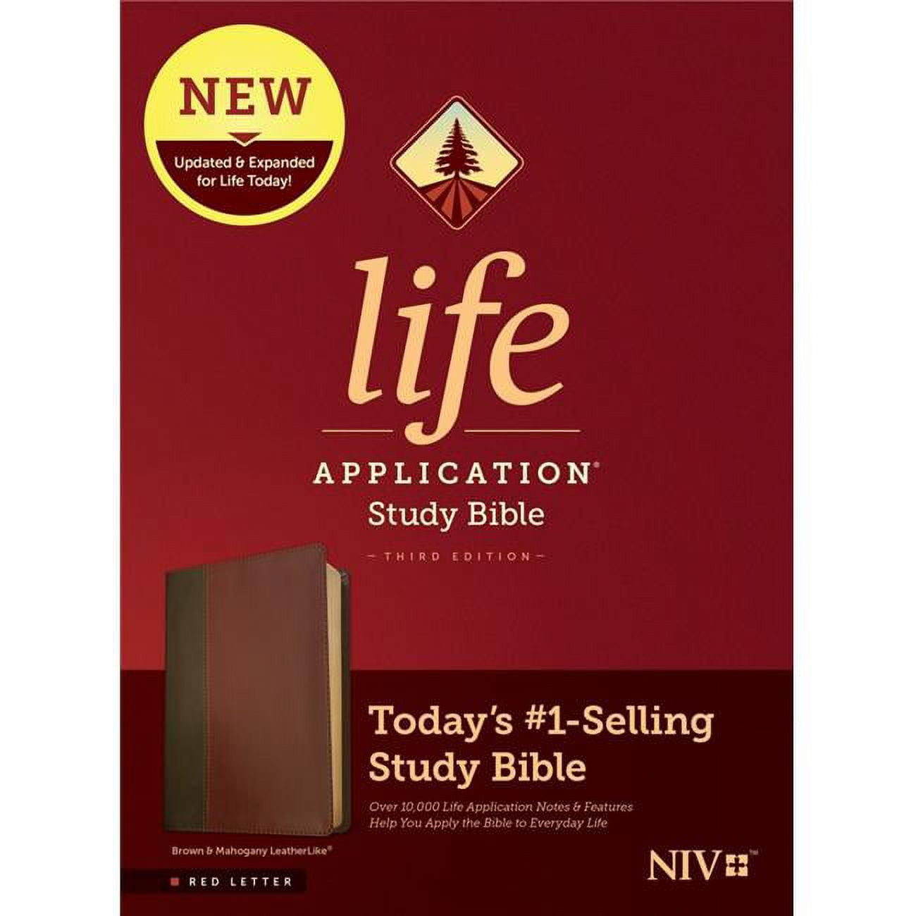 272615 NIV Life Application Study Bible, Brown & Mahogany LeatherLike -  Tyndale House Publishers