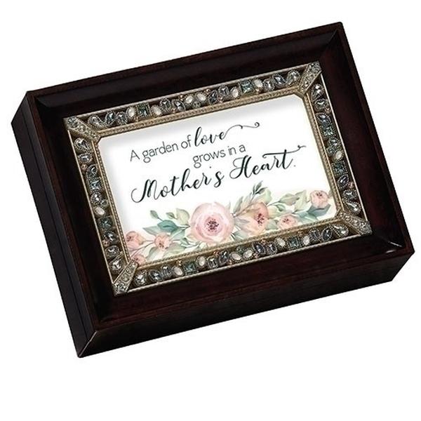 Picture of Roman 263875 8 x 6.25 x 2.75 in. Garden of Love Mothers Heart-Brown Fur Elise Music Box