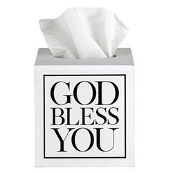 5.5 x 5.75 in. Tissue Box - God Bless You, White