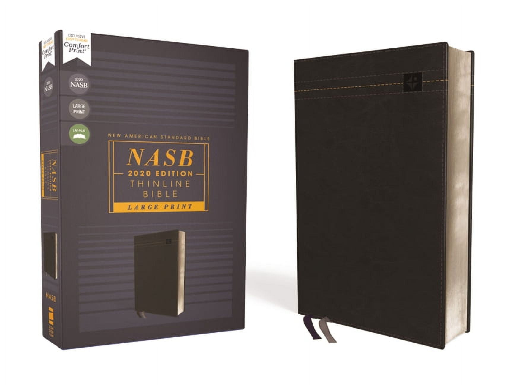 NASB Thinline Bible & Large Print - Black Leathersoft