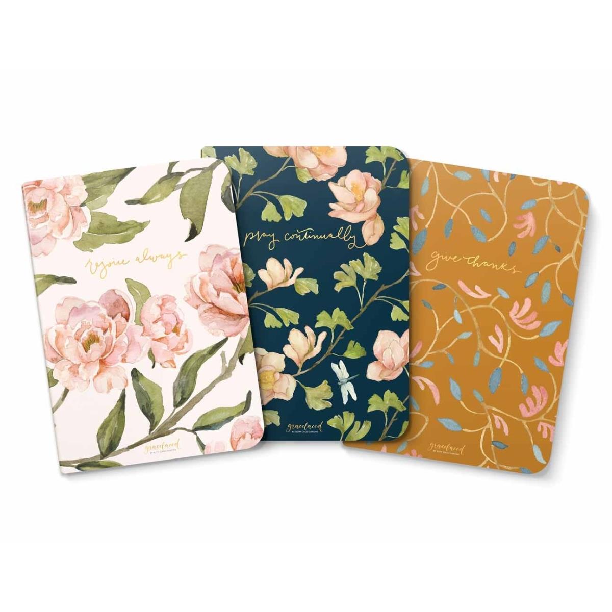 169478 Gracelaced Lined Notebook - Rejoice Pray Give - Set of 3