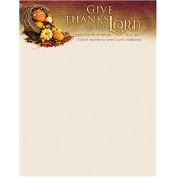 Picture of Abingdon Press 265968 Book - Letterhead-Give Thanks to the Lord & Cornucopia Psalm 136-1 - Pack of 100