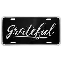 262532 Deluxe Auto Tag, Silver & Black - Grateful
