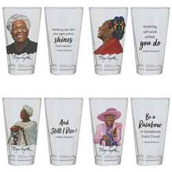 Picture of African American Expressions 246304 17 oz Drinking Glass Set, Maya Angelou - Set of 4