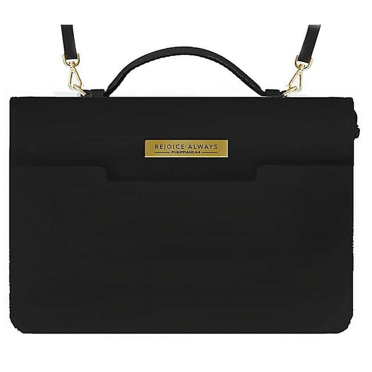 Rejoice Always Bible Cover with Detachable Shoulder Strap, Black - Extra Large