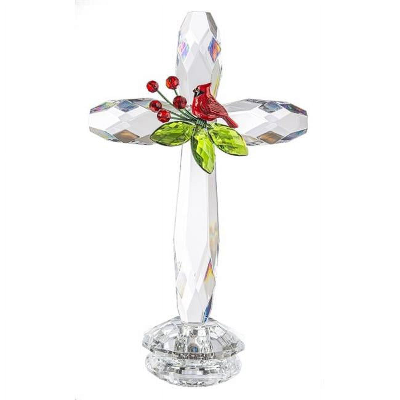 7.5 in. Standing Cross with Cardinal, Clear