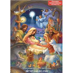Picture of Vermont Christmas 256155 10 x 13.75 in. Chocolate Advent Calendar - Baby In A Manger