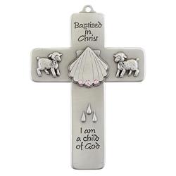 Picture of CB Church Supplies 248504 5 in. Baptism-Girl Wall Cross, Pewter