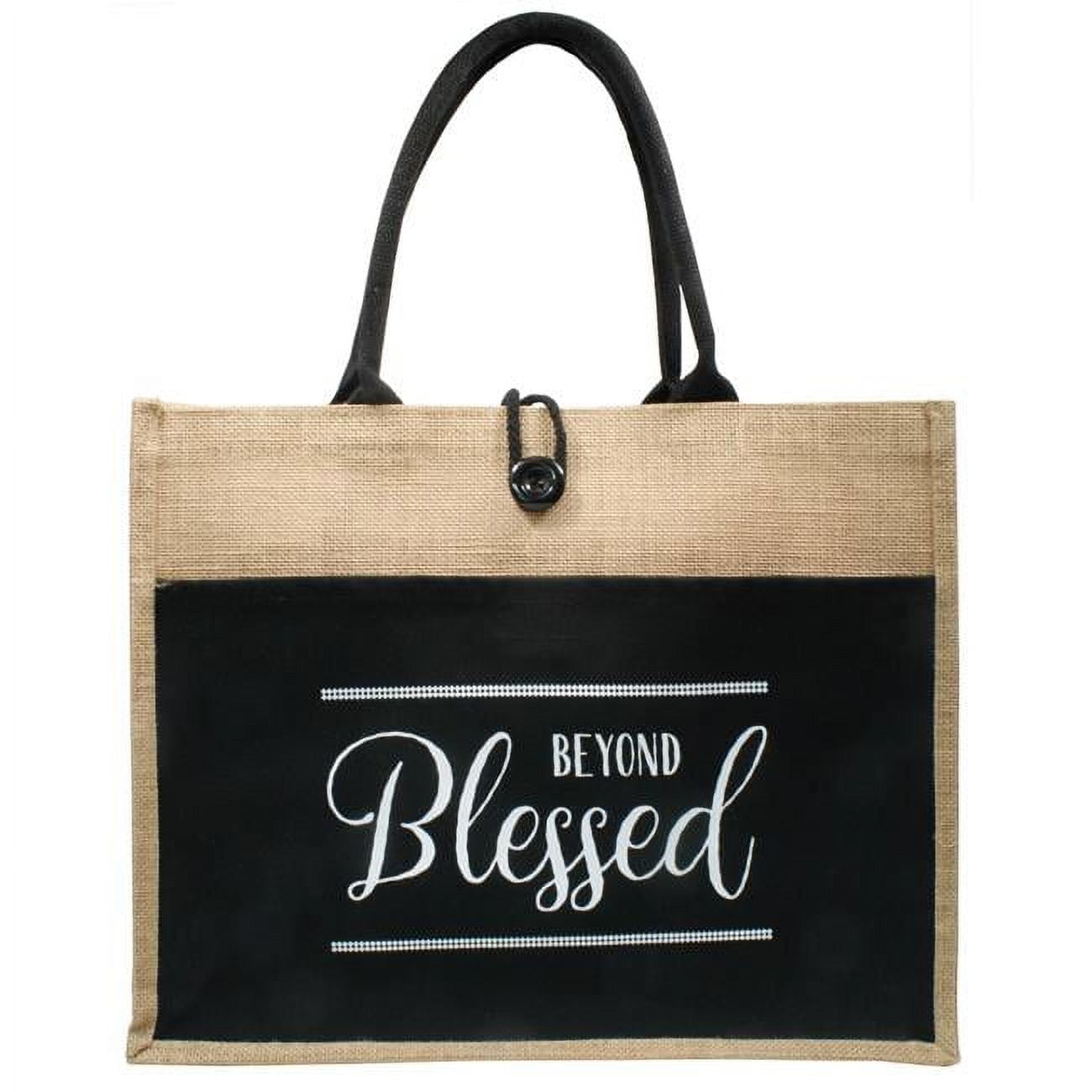 18 x 13.5 x 5 in. Jute Tote Bag - Beyond Blessed