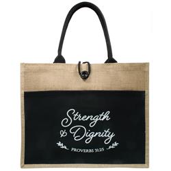 18 x 13.5 x 5 in. Jute Tote Bag - Strength & Dignity
