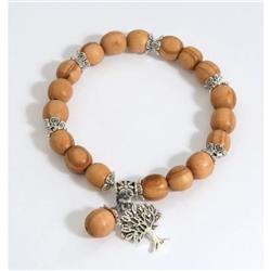 253856 Tree of Life Olive Wood Bead Bracelet - No.9818