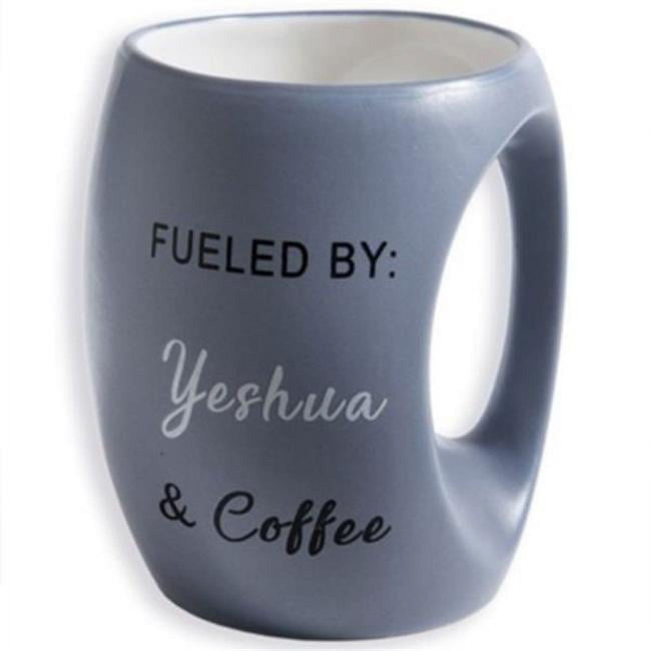 Picture of Holy Land Gifts 256458 13 oz No. 71161 Fueled By Yeshua & Coffee Mug, Blue Stoneware