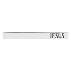 Jesus Etched Tie Bar with Gift Box, Silver Tone