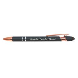 Thankful Grateful Blessed Soft Touch Gift Pen - Gun Metal