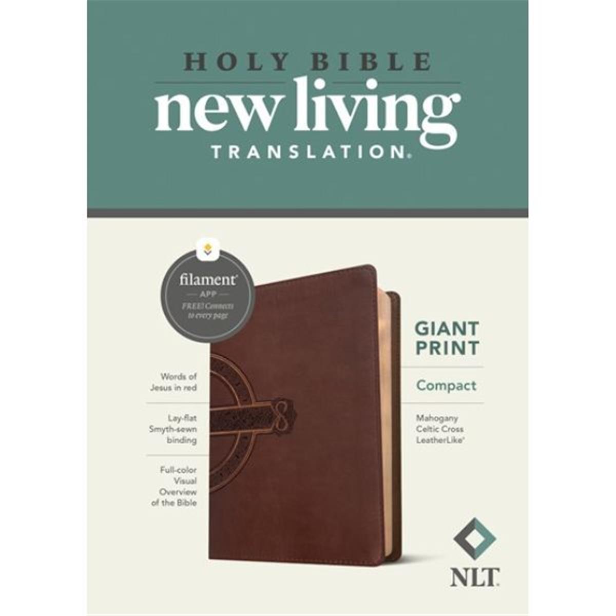 240388 NLT Compact Giant Print & Filament Enabled Edition Bible - Mahogany