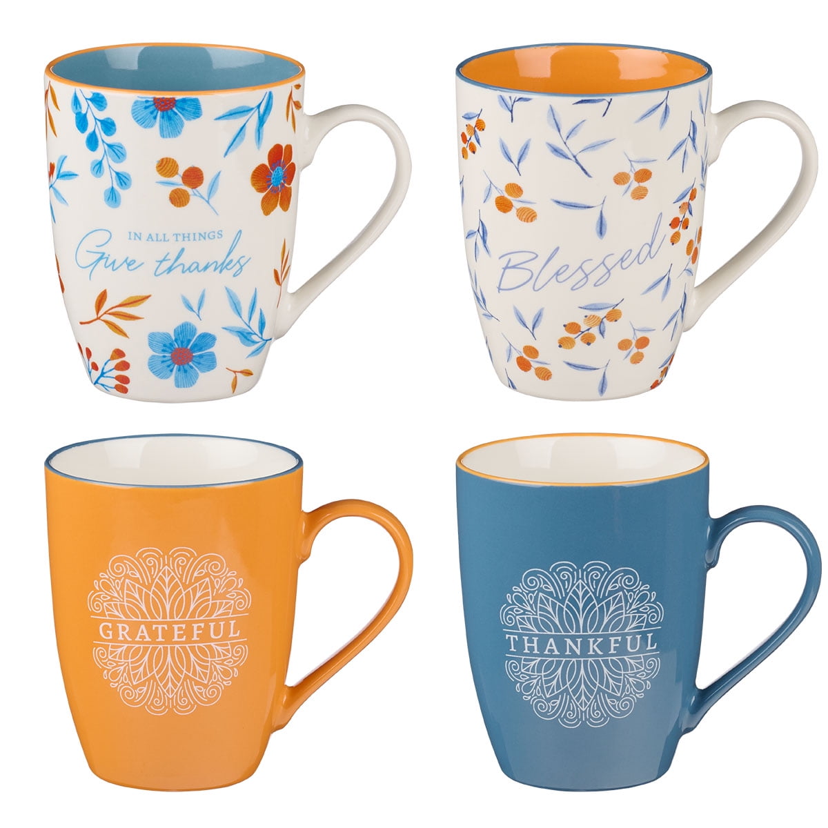 Thankful Grateful Blessed Mug, Set of 4 -  Christian Art Gifts, CH821490