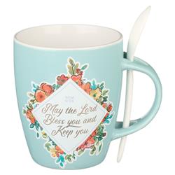 Picture of Christian Art Gifts 241555 The Lord Bless You Numbers 6-24 Mug with Spoon
