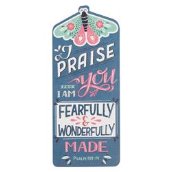 Picture of Christian Art Gifts 213810 I Will Praise the Lord-Psalm 139-14 Bookmark&#44; Blue